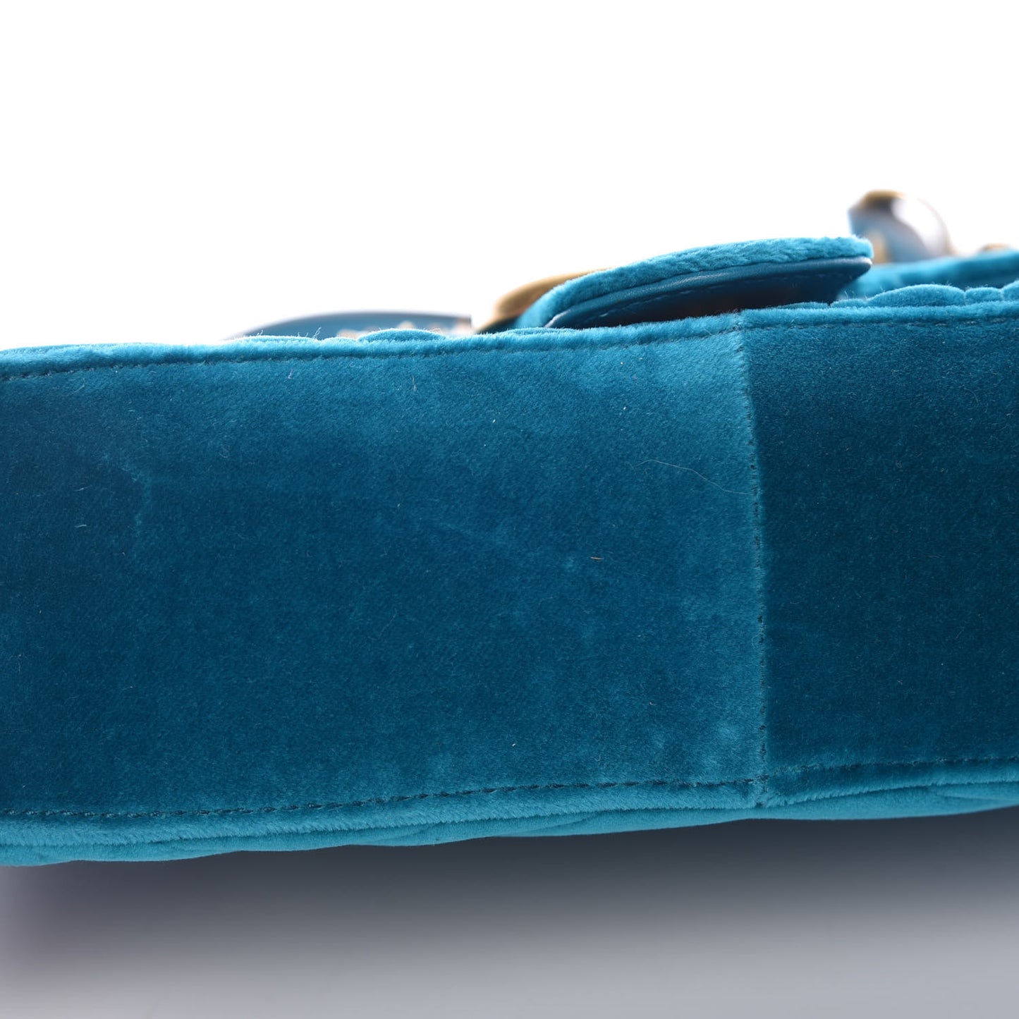 Velvet Matelasse Embroidered Mini GG Marmont Shoulder Bag Pavone Cyan
