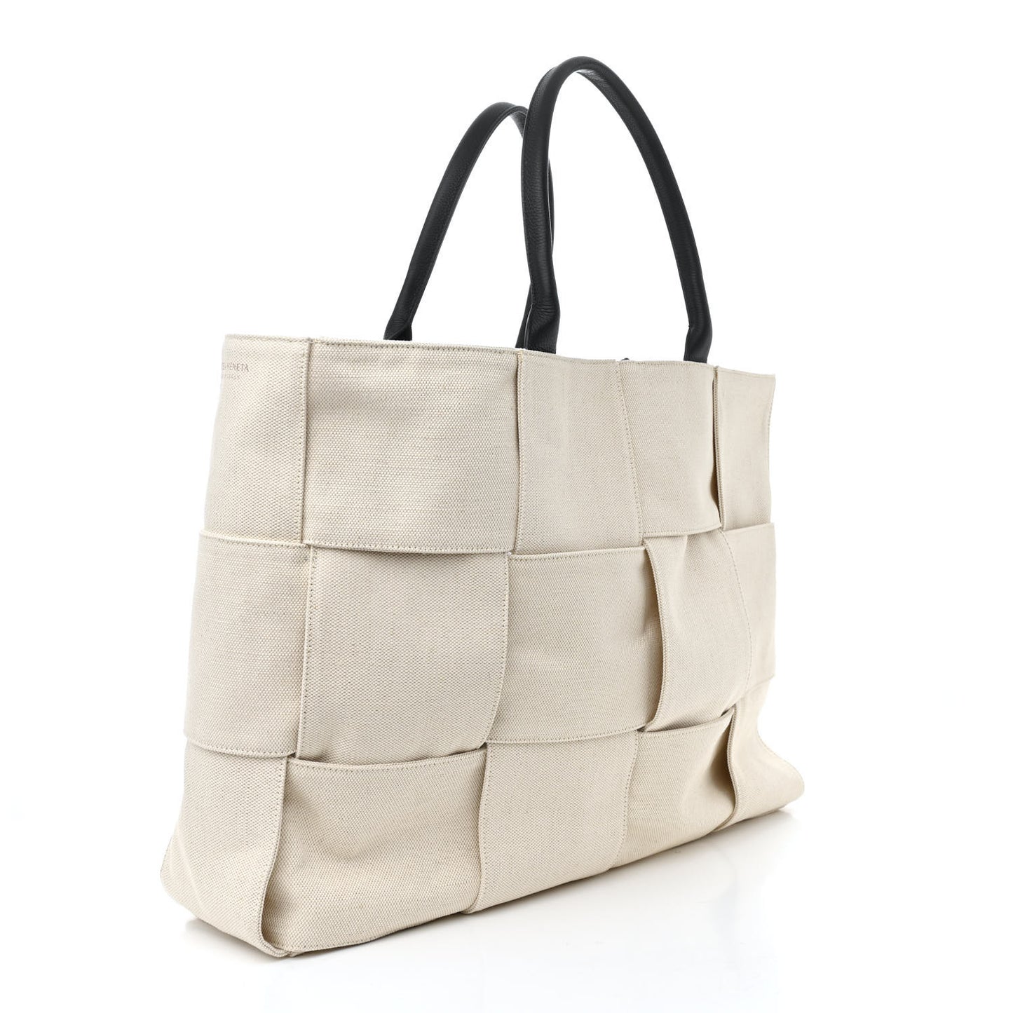 Canvas Intrecciato Large Arco Tote Beige Black