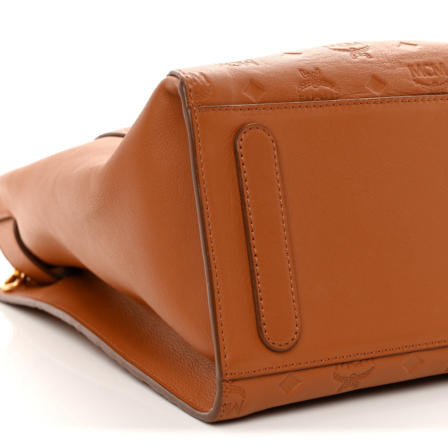 MCM Calfskin Ottomar Monogram Essential Bucket Bag Cognac 8 of 9