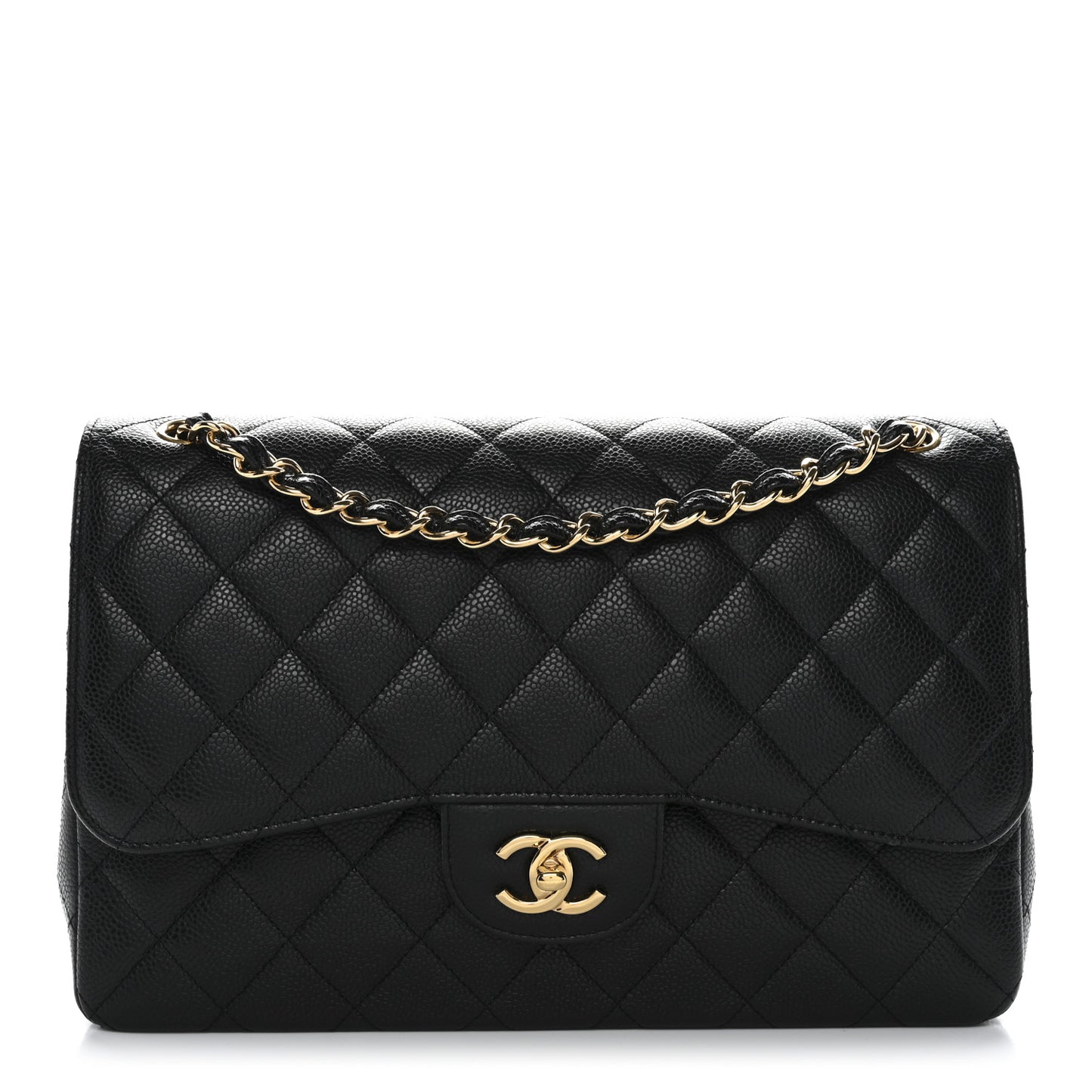 Caviar Quilted Jumbo Double Flap Black