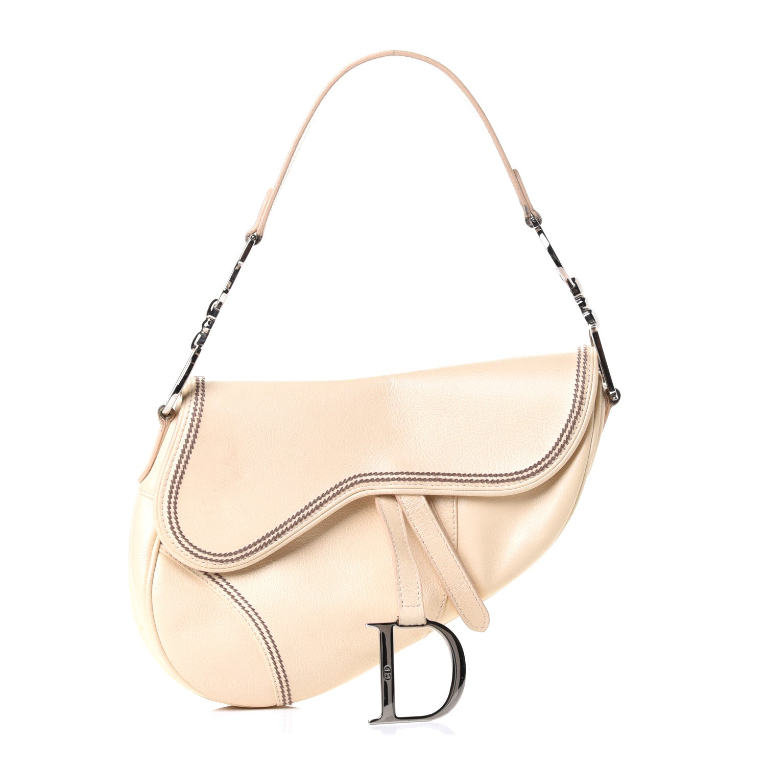 Christian Dior Grained Calfskin Saddle Bag Beige 1 of 19
