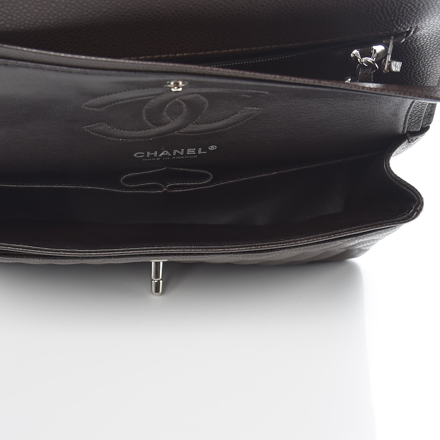 Chanel Caviar Quilted Medium Double Flap Brown 6 of 12