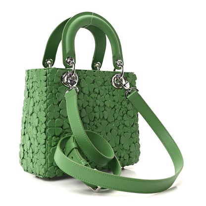 Christian Dior Lambskin Clover Allover Embroidered Small Lady Dior Shamrock Green 3 of 11