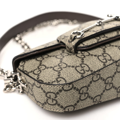 Gucci GG Supreme Monogram Mini Horsebit 1955 Asymmetric Shoulder Bag Beige Ebony 9 of 10
