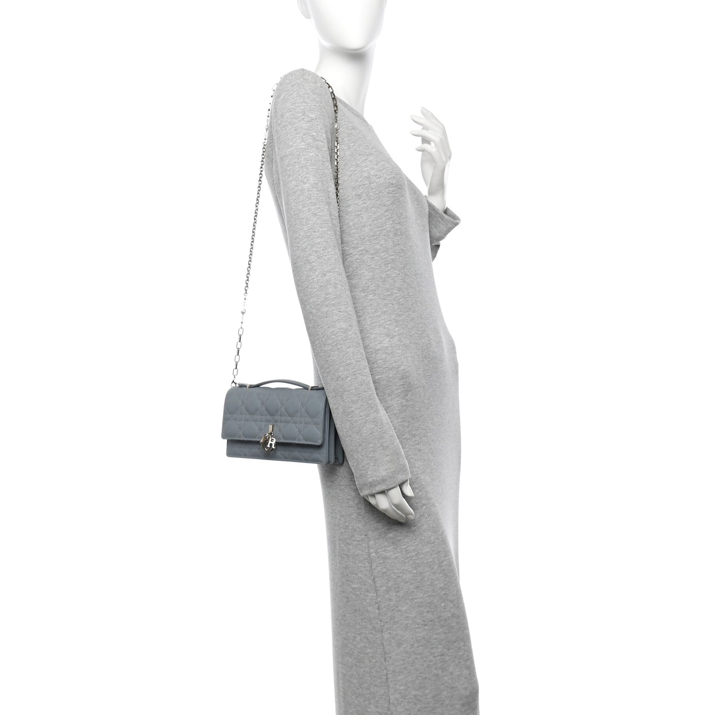 Lambskin Cannage Mini My Dior Top Handle Clutch Cloud Blue
