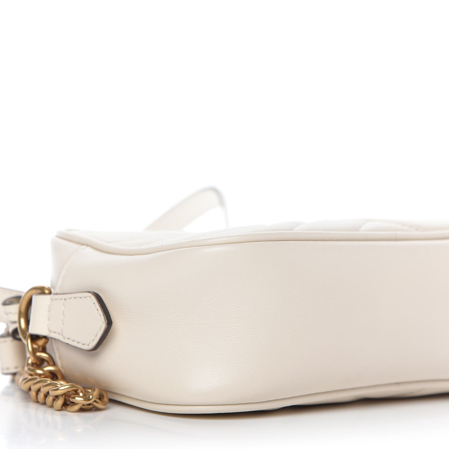 Calfskin Matelasse Mini GG Marmont Chain Shoulder Bag White
