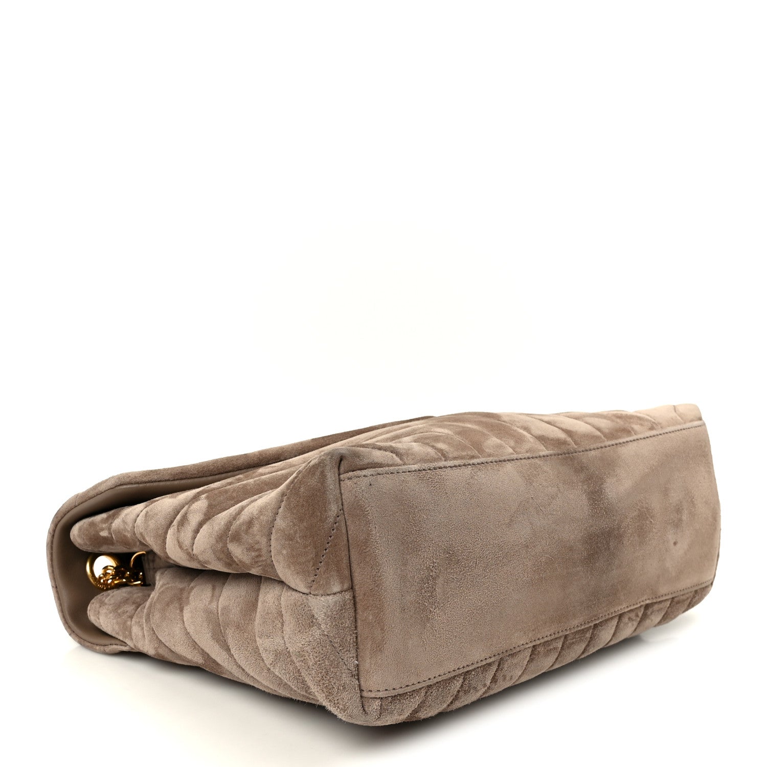 Saint Laurent Suede Y Quilted Monogram Medium Loulou Chain Satchel Taupe 4 of 12