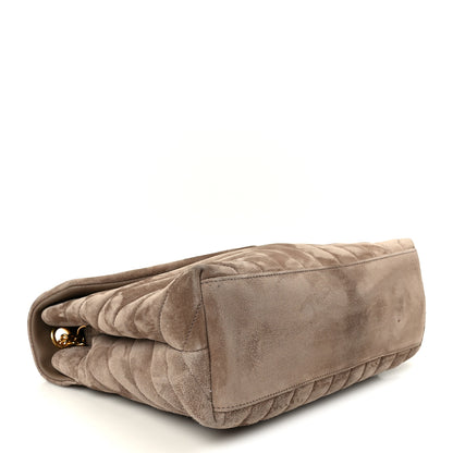 Saint Laurent Suede Y Quilted Monogram Medium Loulou Chain Satchel Taupe 4 of 12