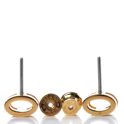 Hermes Gold Lacquered Pop H Earrings Bleu Fonce 3 of 4