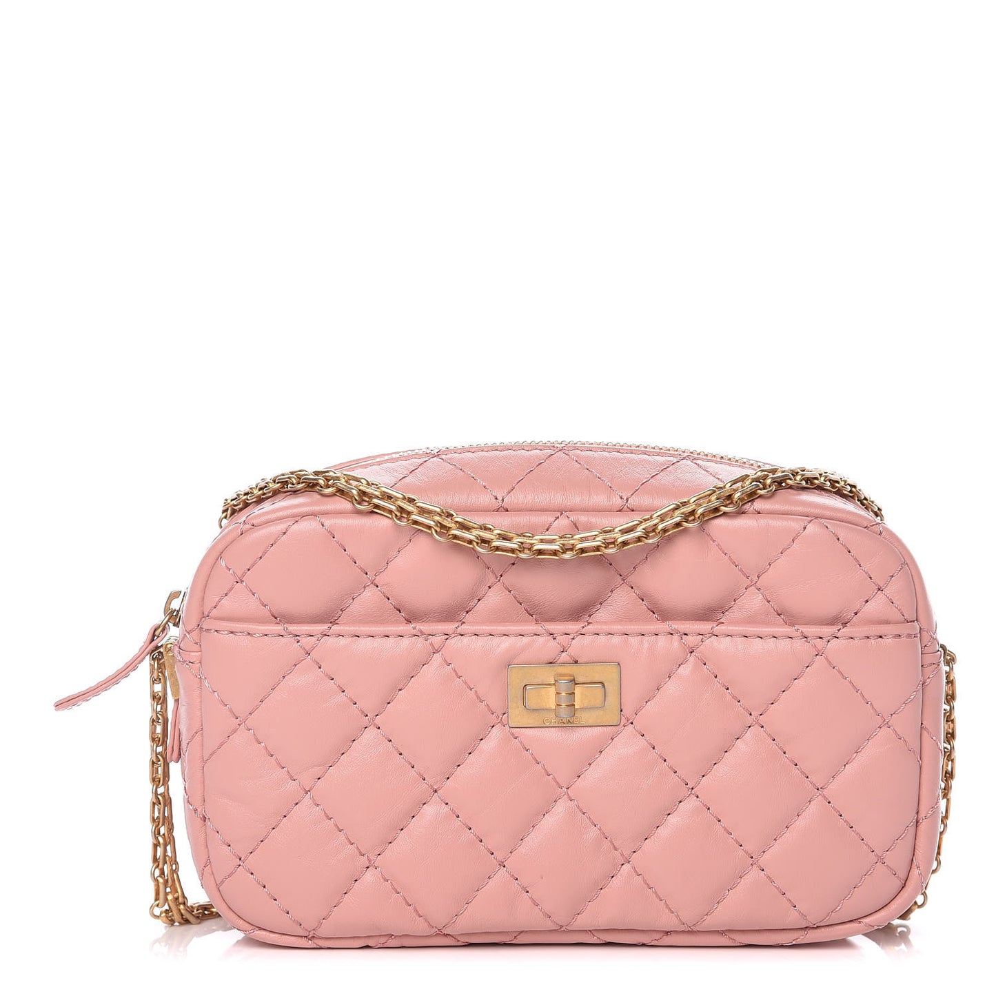 Aged Calfskin Quilted Mini Reissue Camera Case Pink