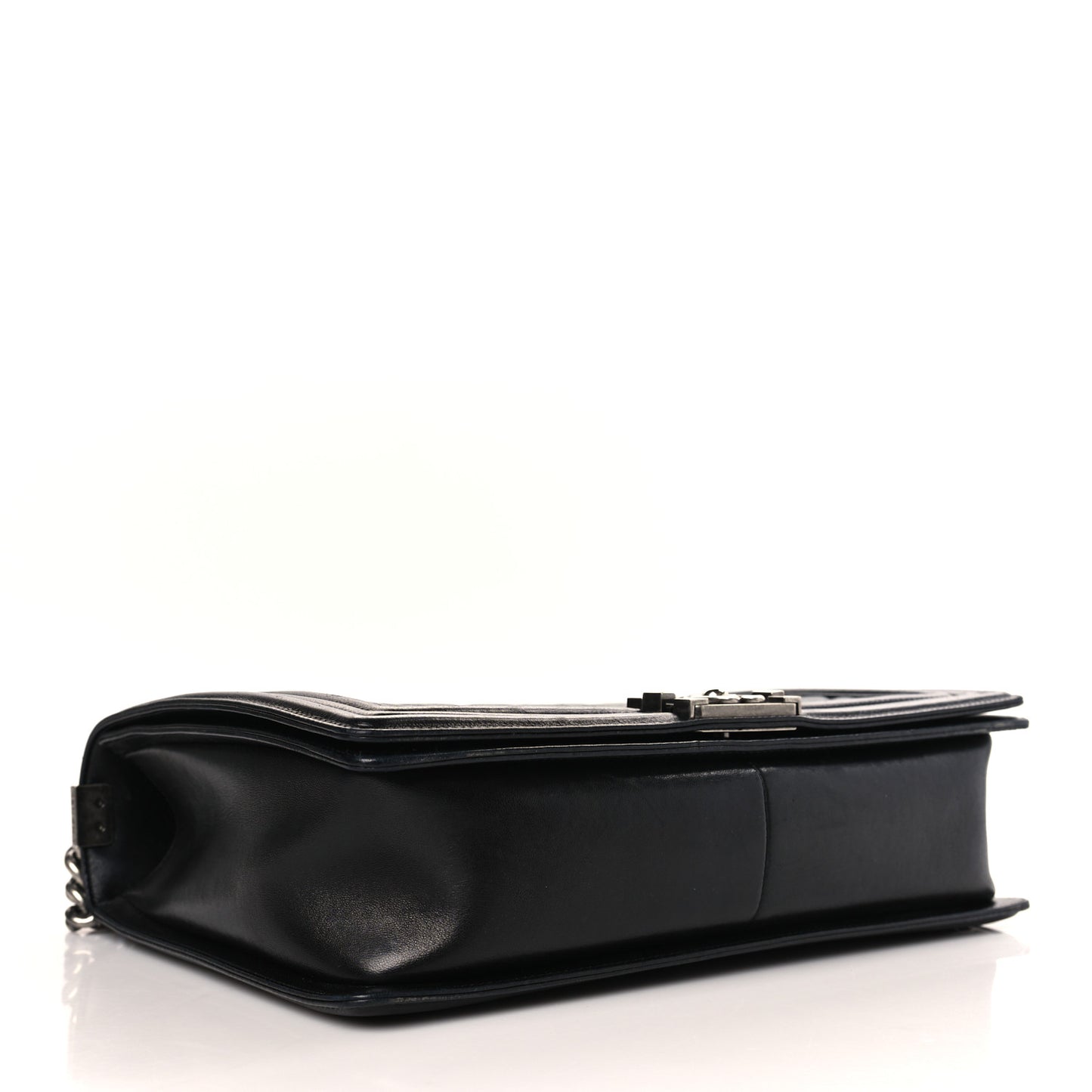 Calfskin Quilted Large Boy Flap Black