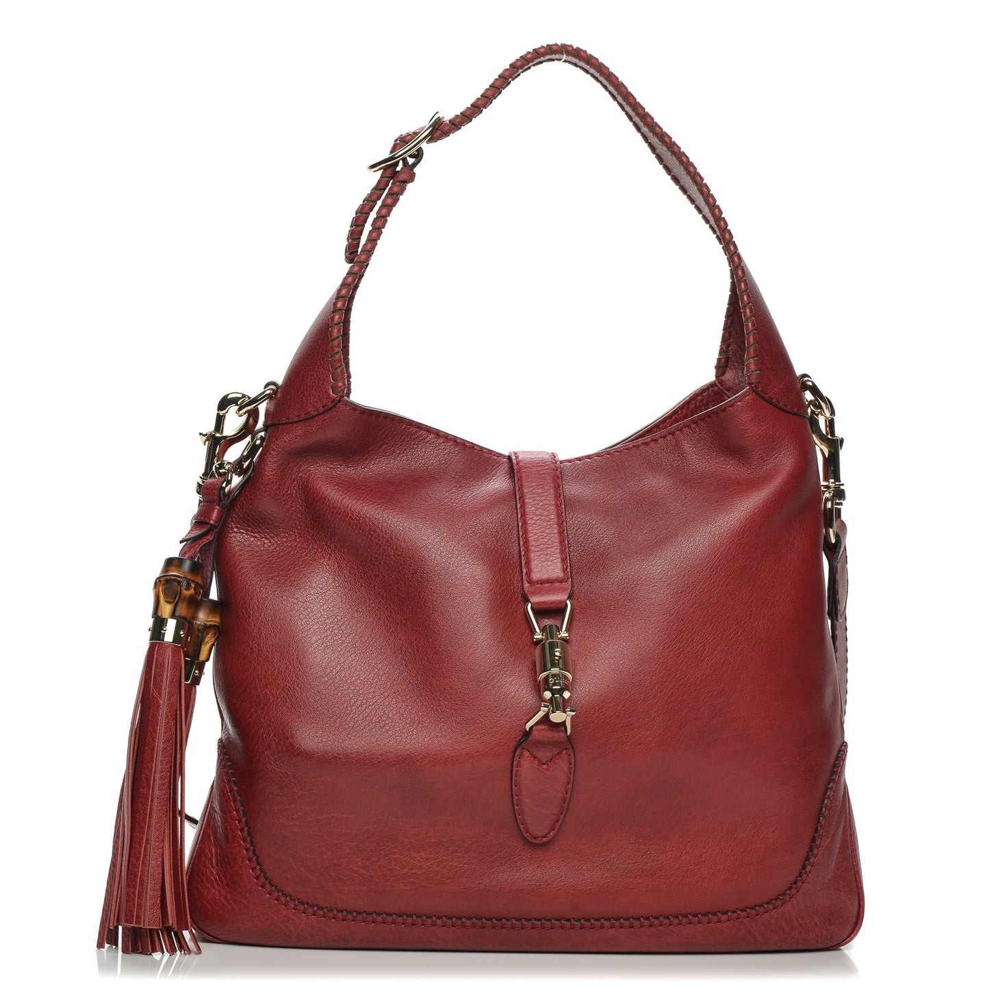 Pebbled Calfskin Medium New Jackie Shoulder Bag Raspberry Candy