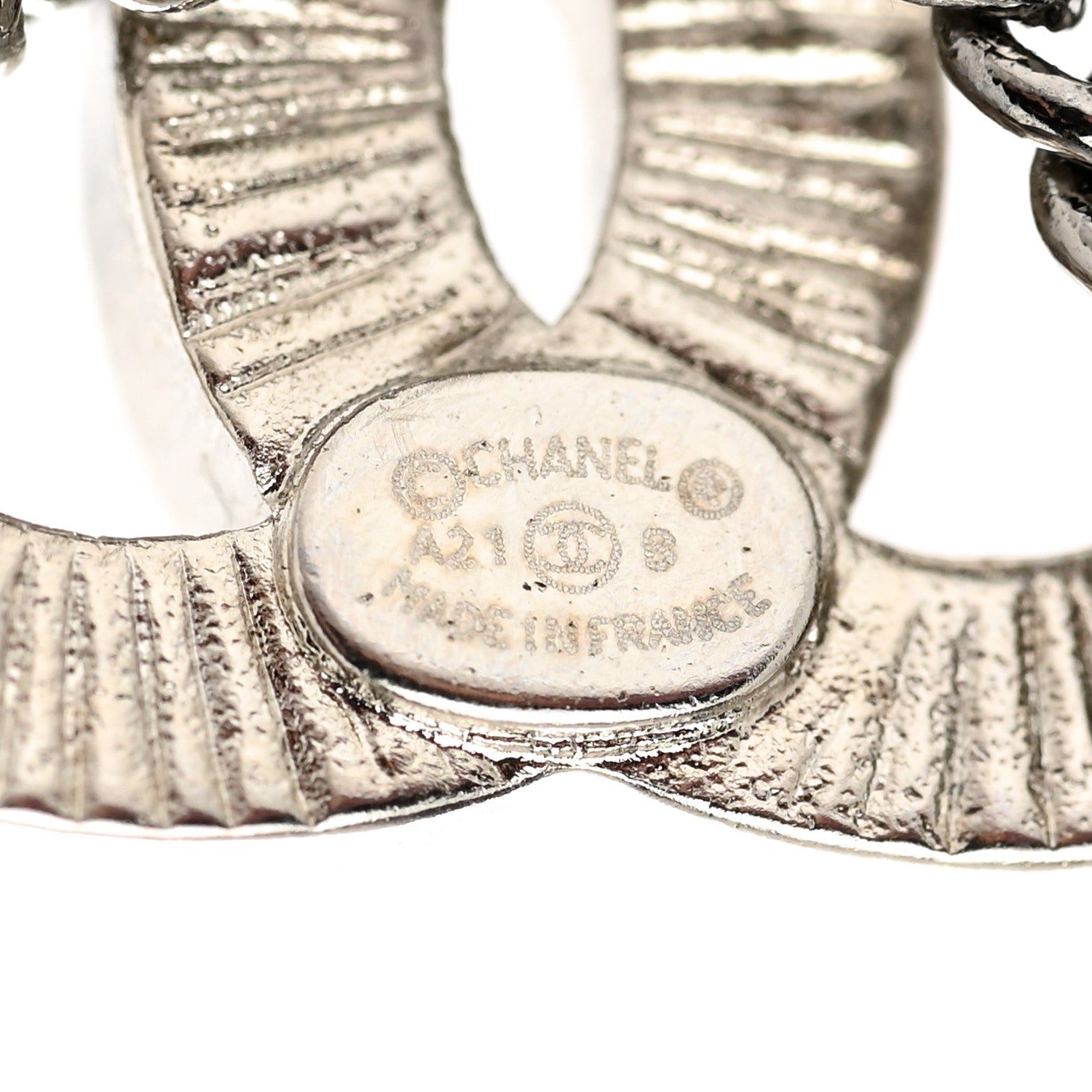 Chanel Crystal Chain CC Earrings Silver 4 of 5