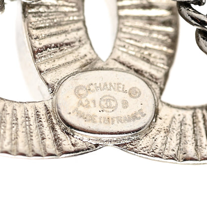Chanel Crystal Chain CC Earrings Silver 4 of 5