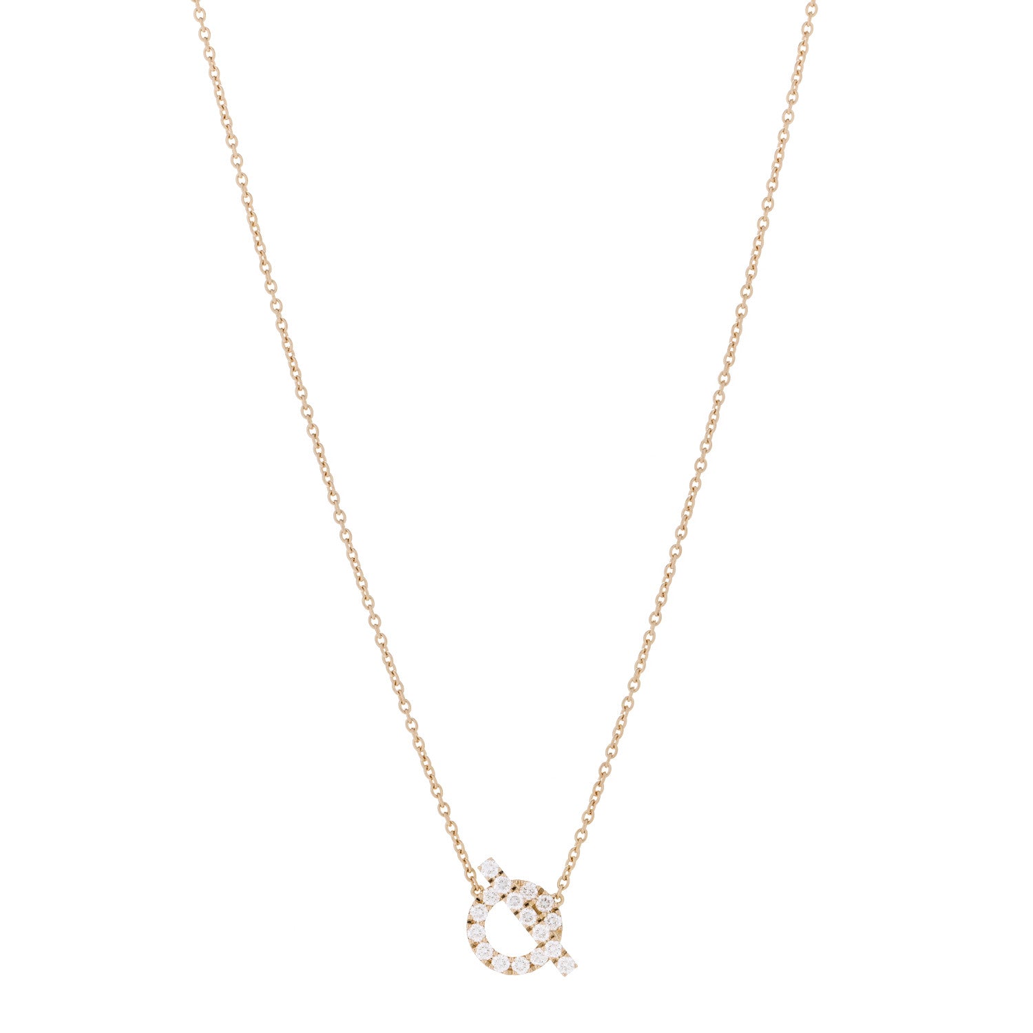 Hermes 18K Rose Gold Diamond Finesse Pendant Necklace 1 of 5