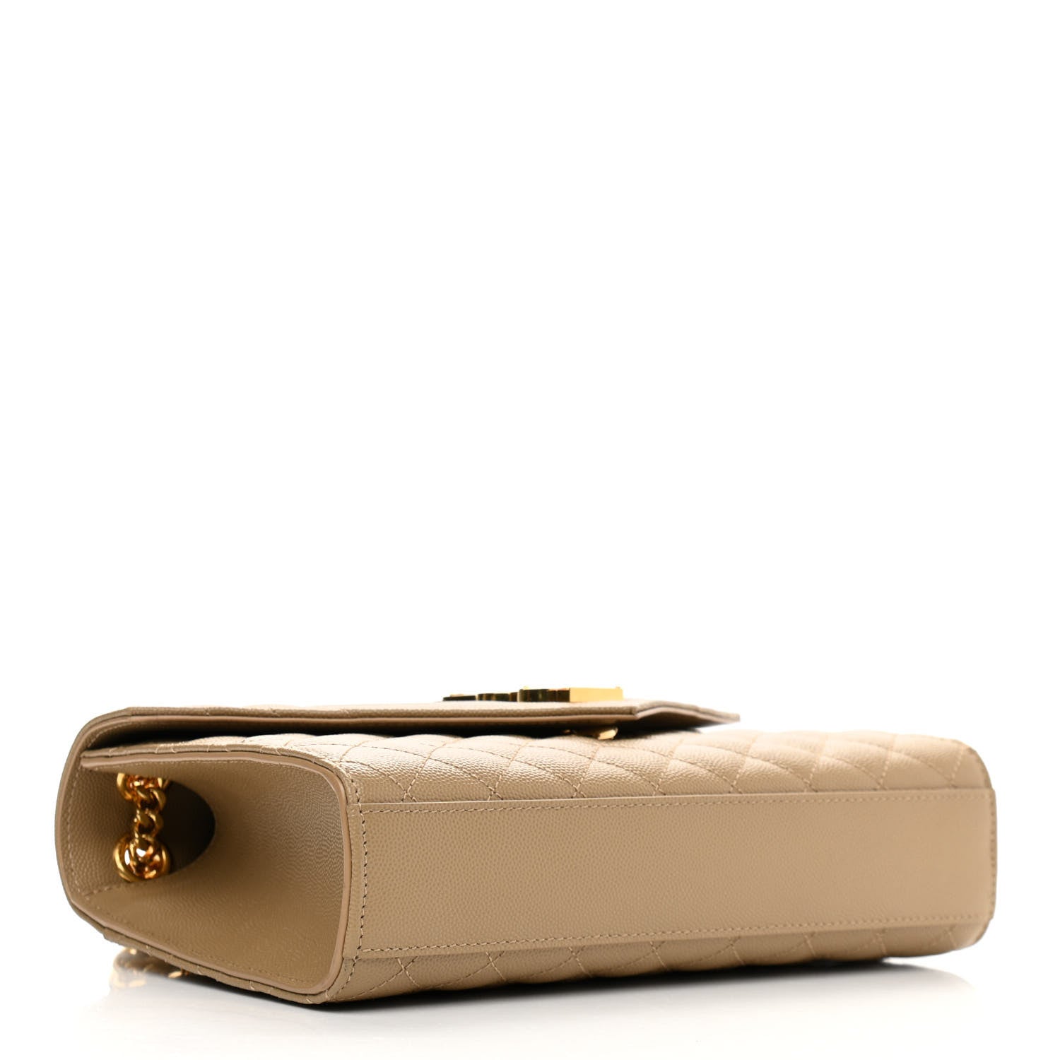 Saint Laurent Grain De Poudre Textured Mixed Matelasse Medium Triquilt Monogram Satchel Dark Latte 4 of 11