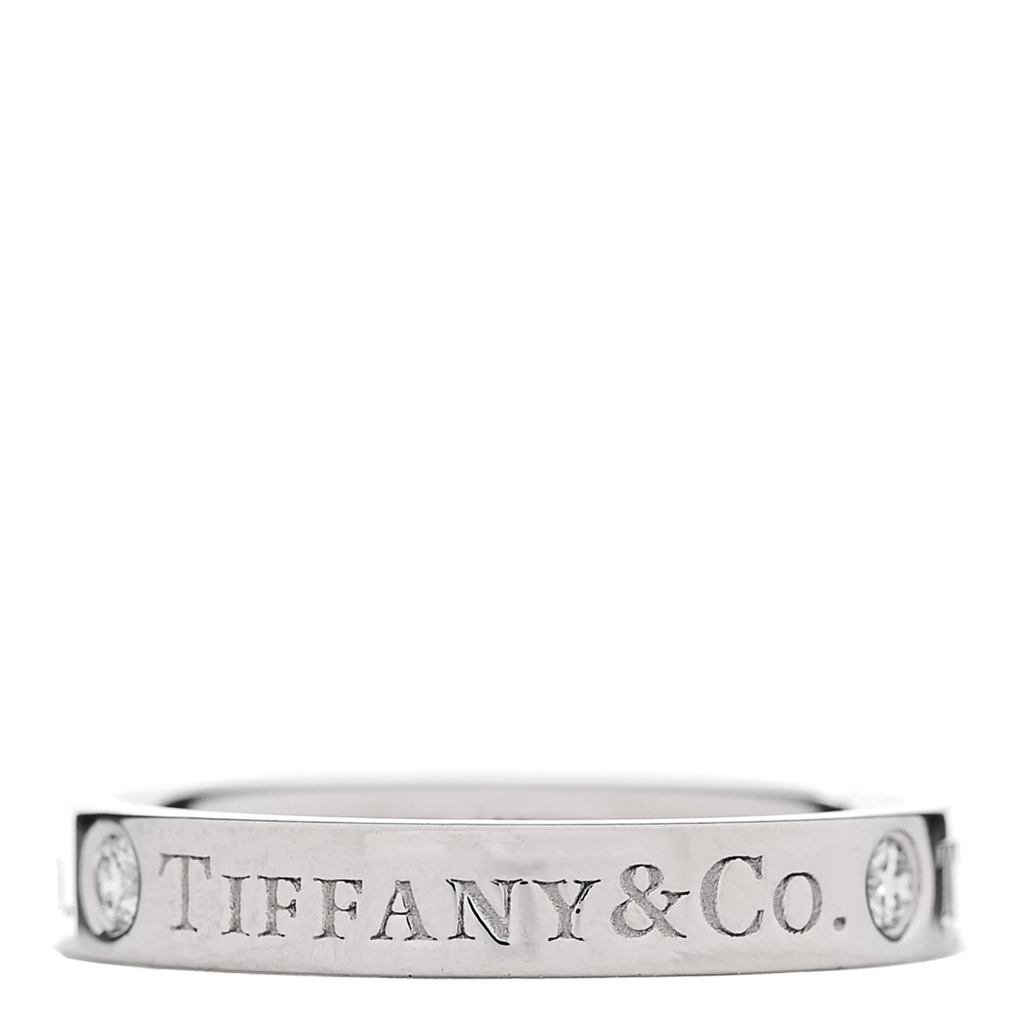 Platinum Diamond Logo Band Ring 46 3.75