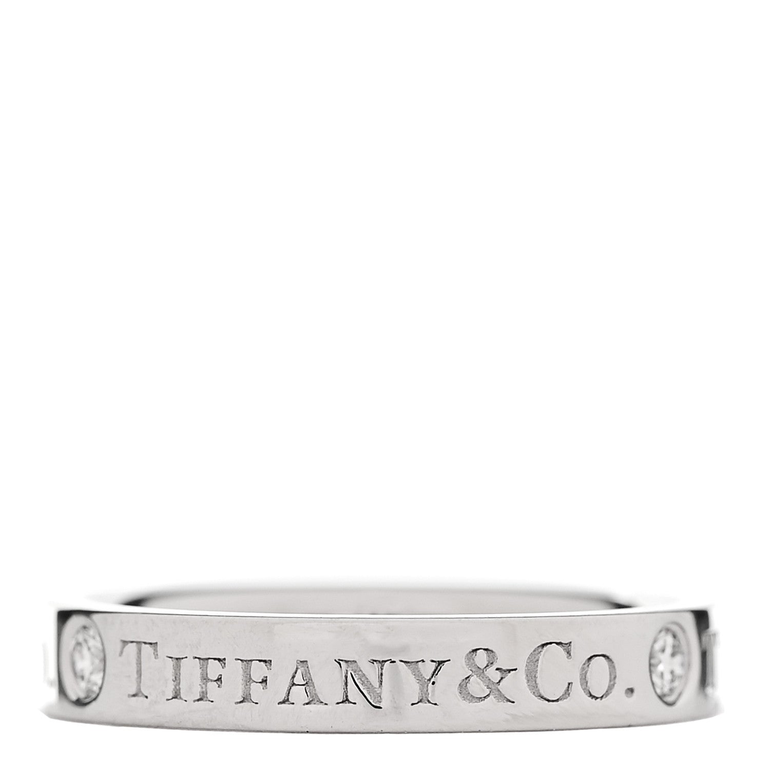 Tiffany Platinum Diamond Logo Band Ring 46 3.75 3 of 4