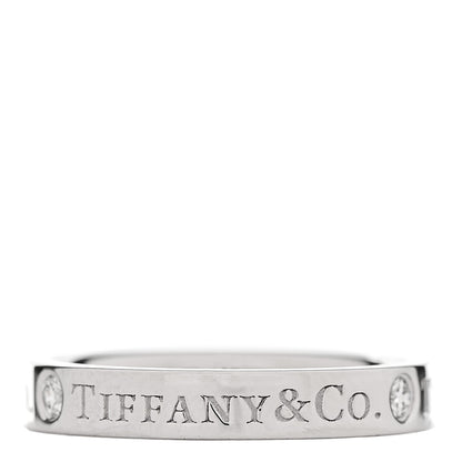 Tiffany Platinum Diamond Logo Band Ring 46 3.75 3 of 4