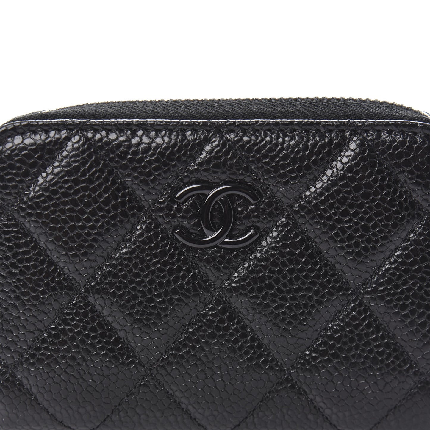 Caviar Quilted Incognito Zip Coin Purse Black