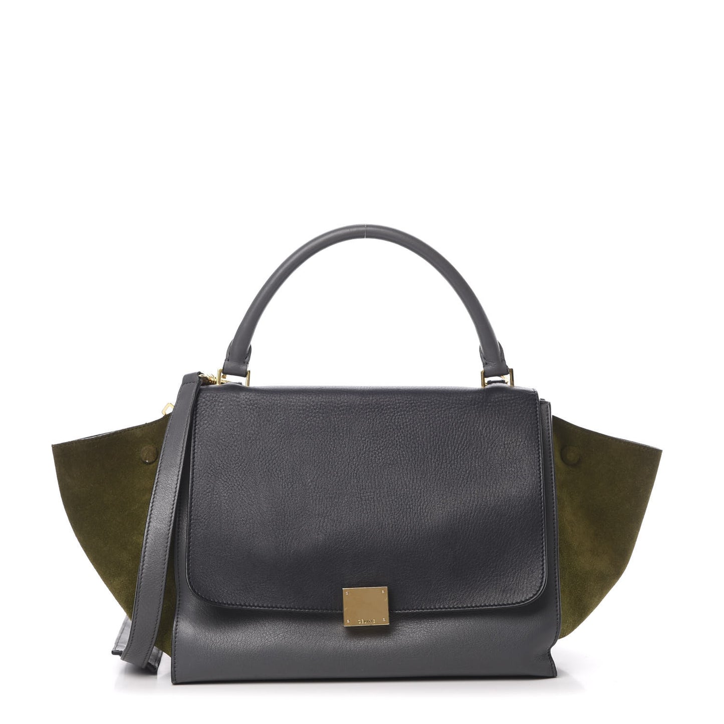 Calfskin Suede Medium Tri-Color Trapeze Navy