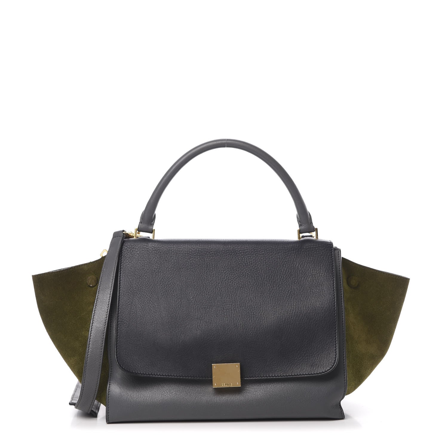 Celine Calfskin Suede Medium Tri-Color Trapeze Navy 1 of 20