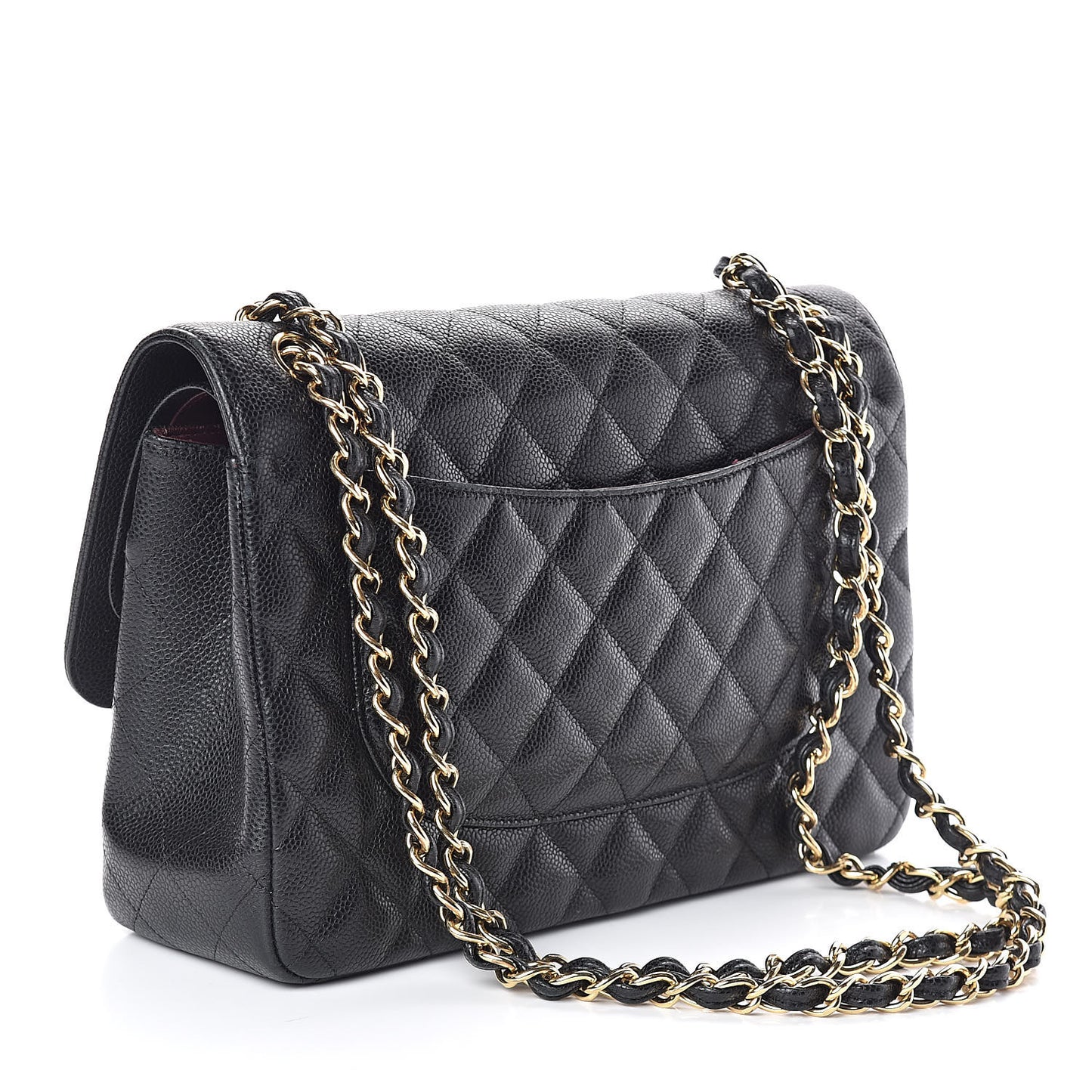 Caviar Quilted Jumbo Double Flap Black