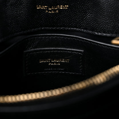Saint Laurent Grain de Poudre Calfskin Y Quilted Monogram Small Loulou Chain Satchel Black 7 of 10