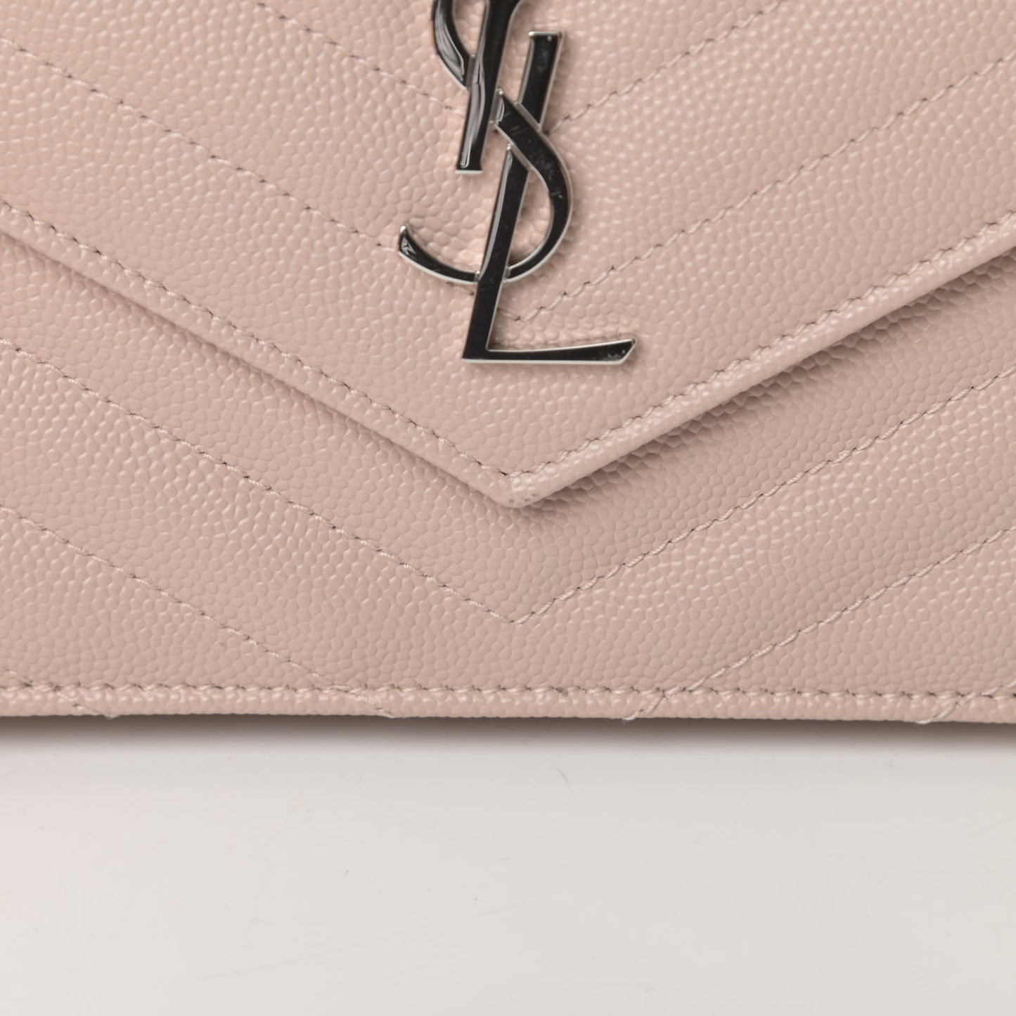 Grain De Poudre Matelasse Chevron Monogram Envelope Chain Wallet Marble Pink