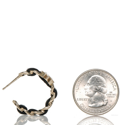 Chanel Lambskin CC Chain Hoop Earrings Black Gold 2 of 4