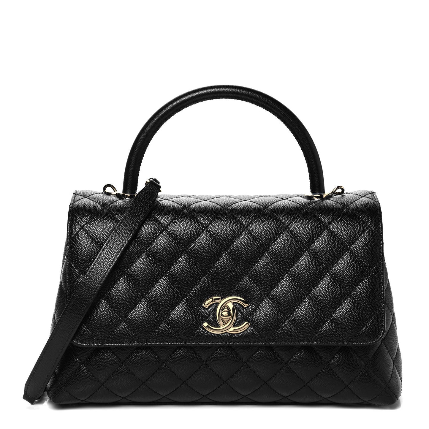 Caviar Quilted Small Coco Handle Flap Black