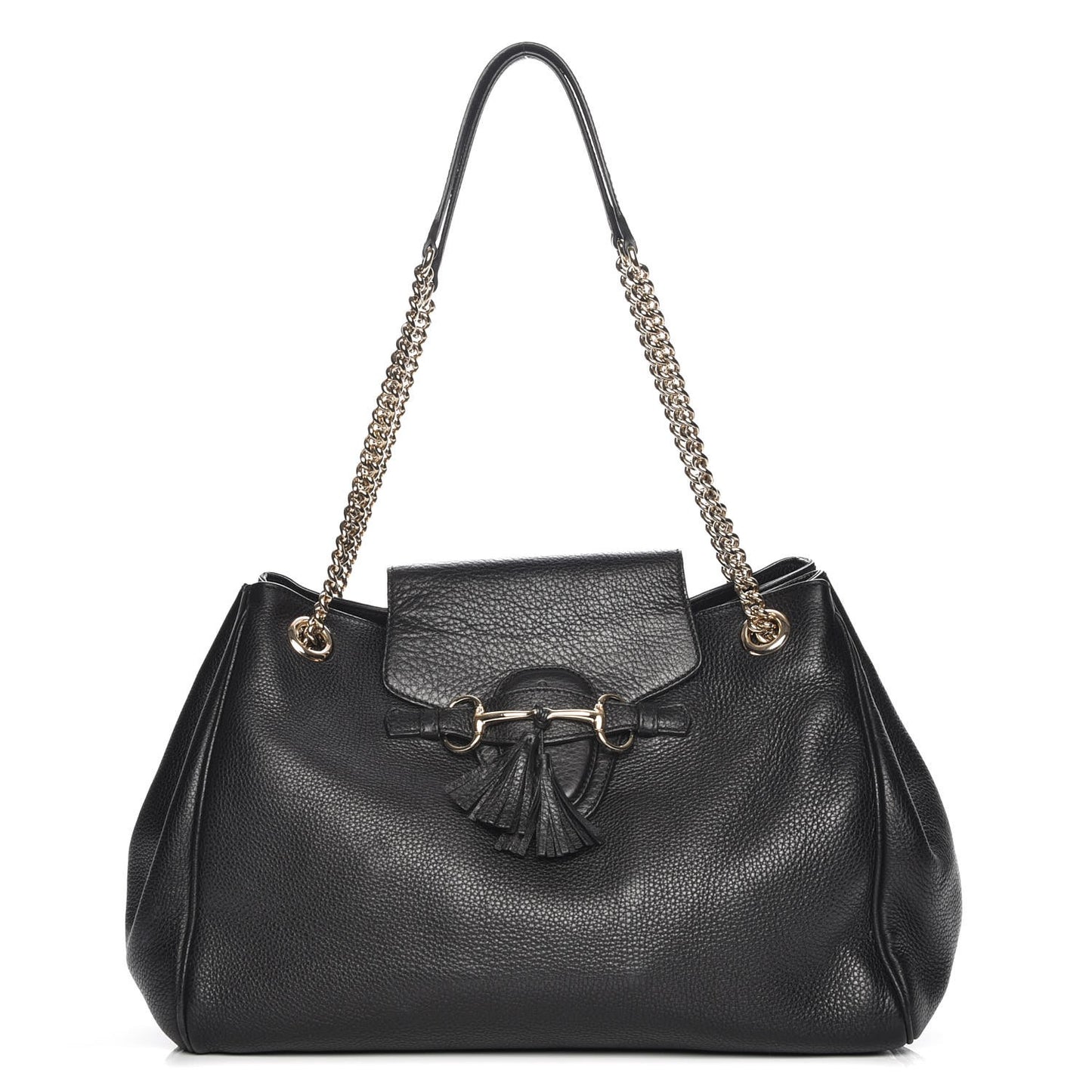 Calfskin Medium Emily Shoulder Bag Black