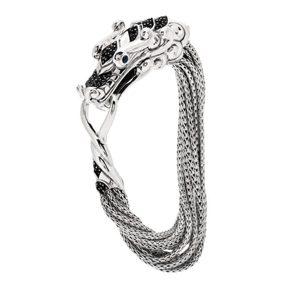 John Hardy Sterling Silver Black Blue Sapphire Legends Naga Multi Chain Bracelet 1 of 5