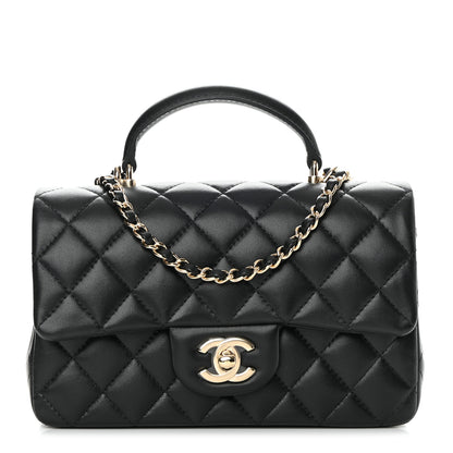 Chanel Lambskin Quilted Mini Top Handle Rectangular Flap Black 1 of 13