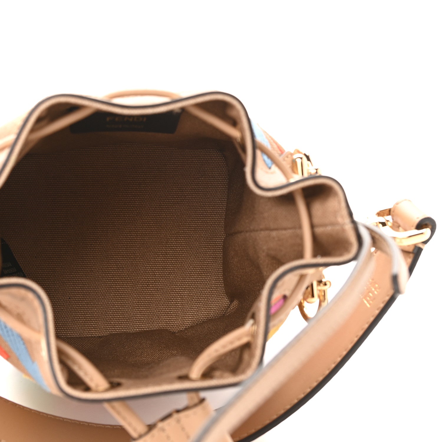 Fendi Canvas Vitello King F is Fendi FF Multicolor Embroidered Mini Mon Tresor Bucket Bag Multicolor Cuoio 5 of 11