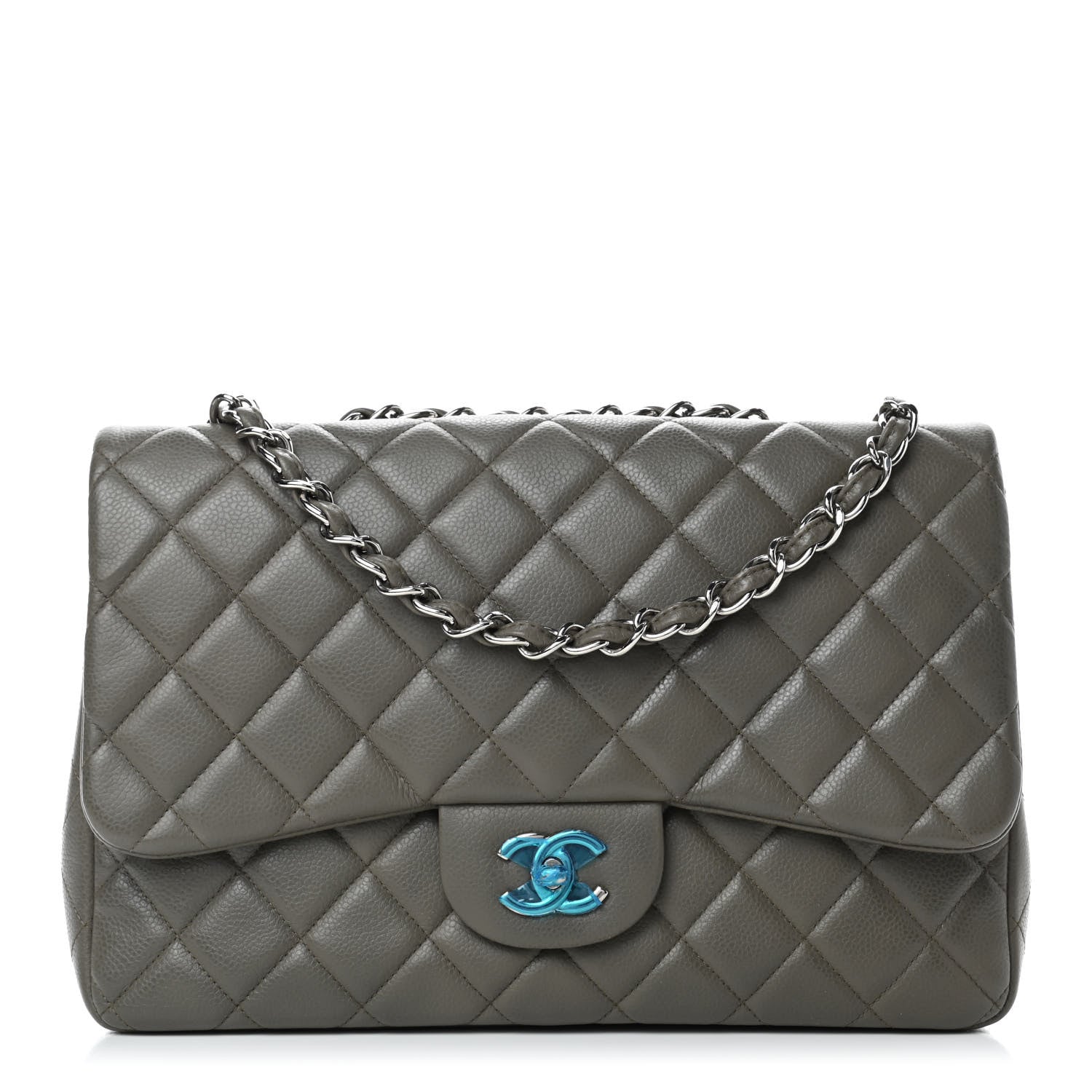Chanel Caviar Quilted Jumbo Single Flap Grey 1 of 4