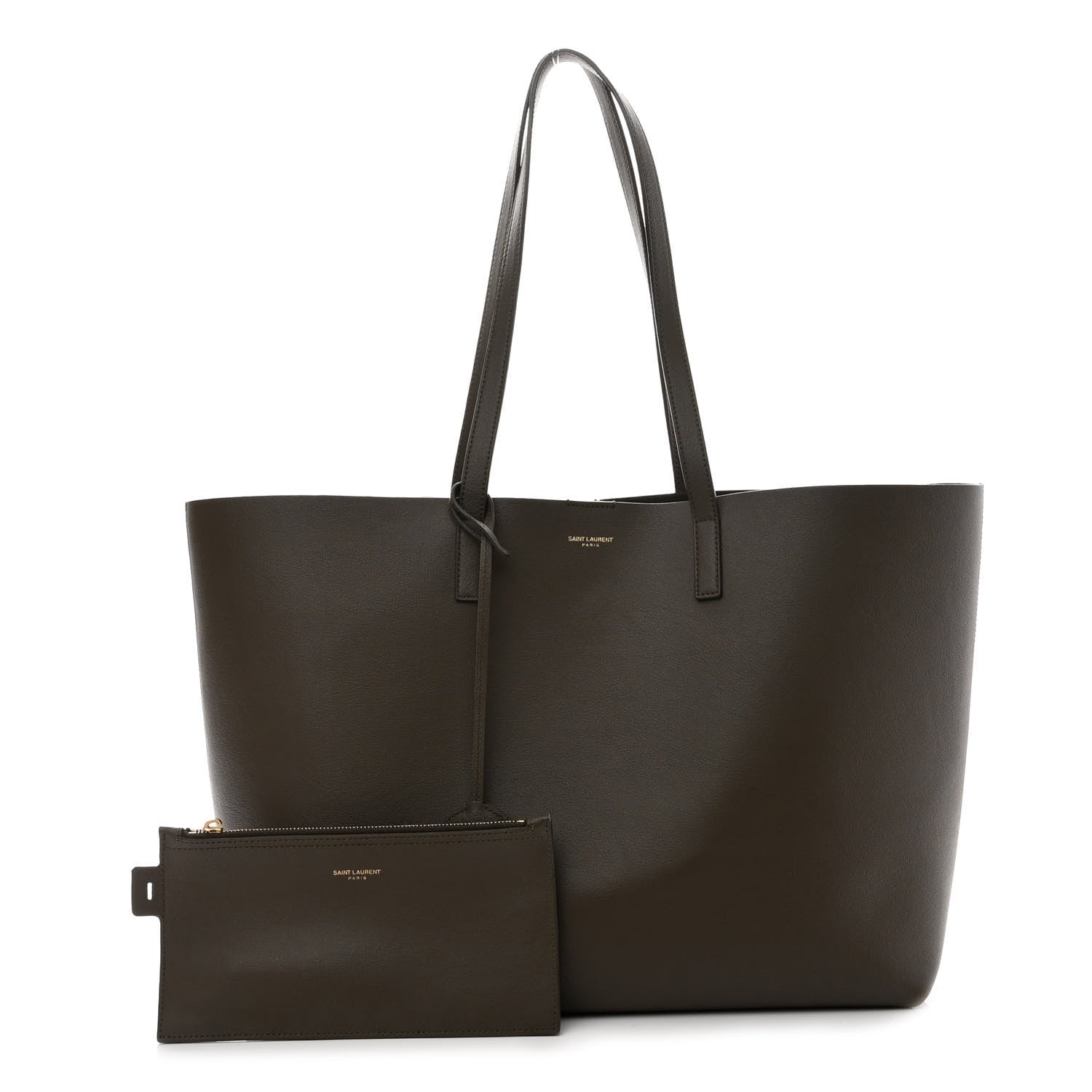 Saint Laurent Calfskin Large Shopping Tote Dark Green 1 of 9
