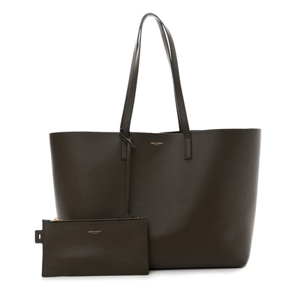 Saint Laurent Calfskin Large Shopping Tote Dark Green 1 of 9