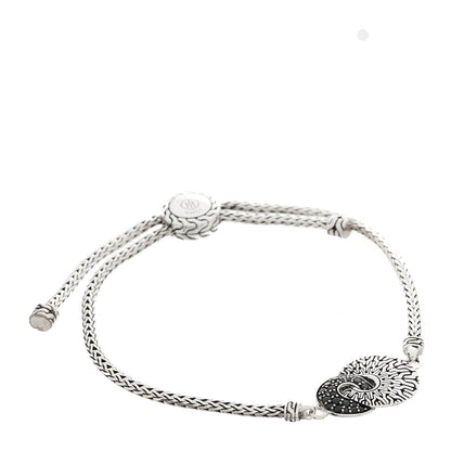 John Hardy Sterling Silver Black Sapphire Black Spinel Intertwined Disc Bolo Classic Chain Bracelet 1 of 4