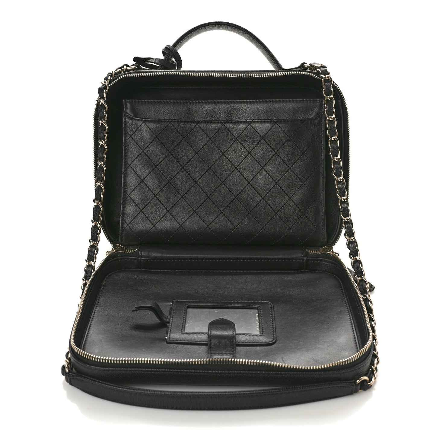 Caviar Quilted Large CC Filigree Vanity Case Black
