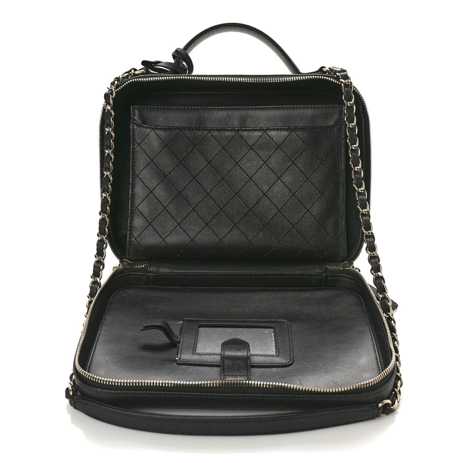 Chanel Caviar Quilted Large CC Filigree Vanity Case Black 6 of 13