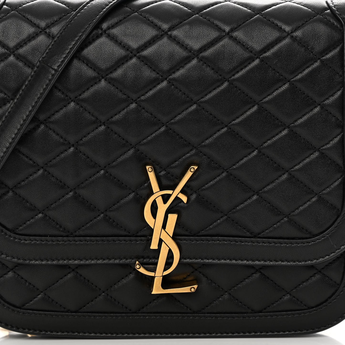 Lambskin Quilted Monogram Medium Solferino Satchel Black