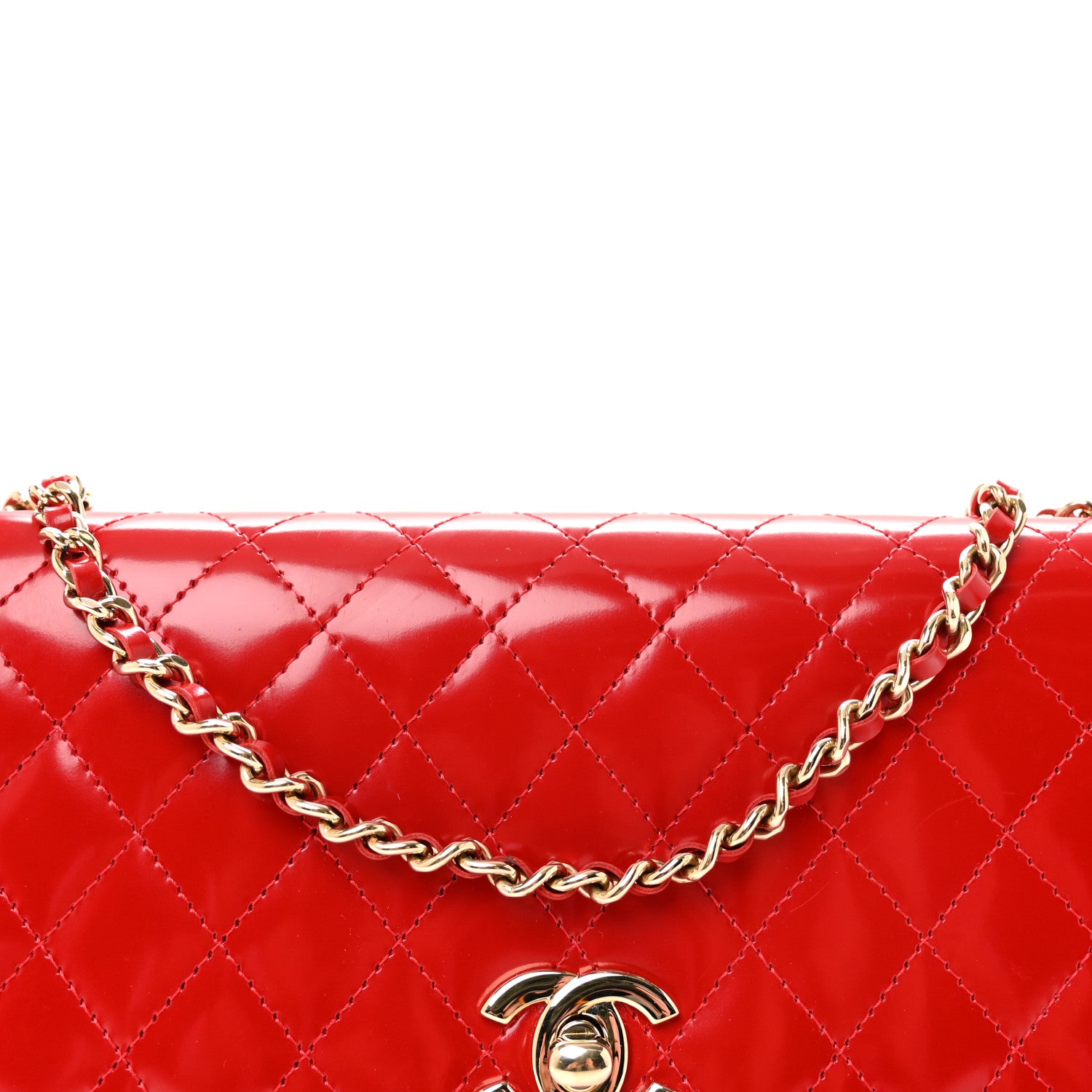 Chanel Glazed Calfskin Quilted East West Flap Red 8 of 10