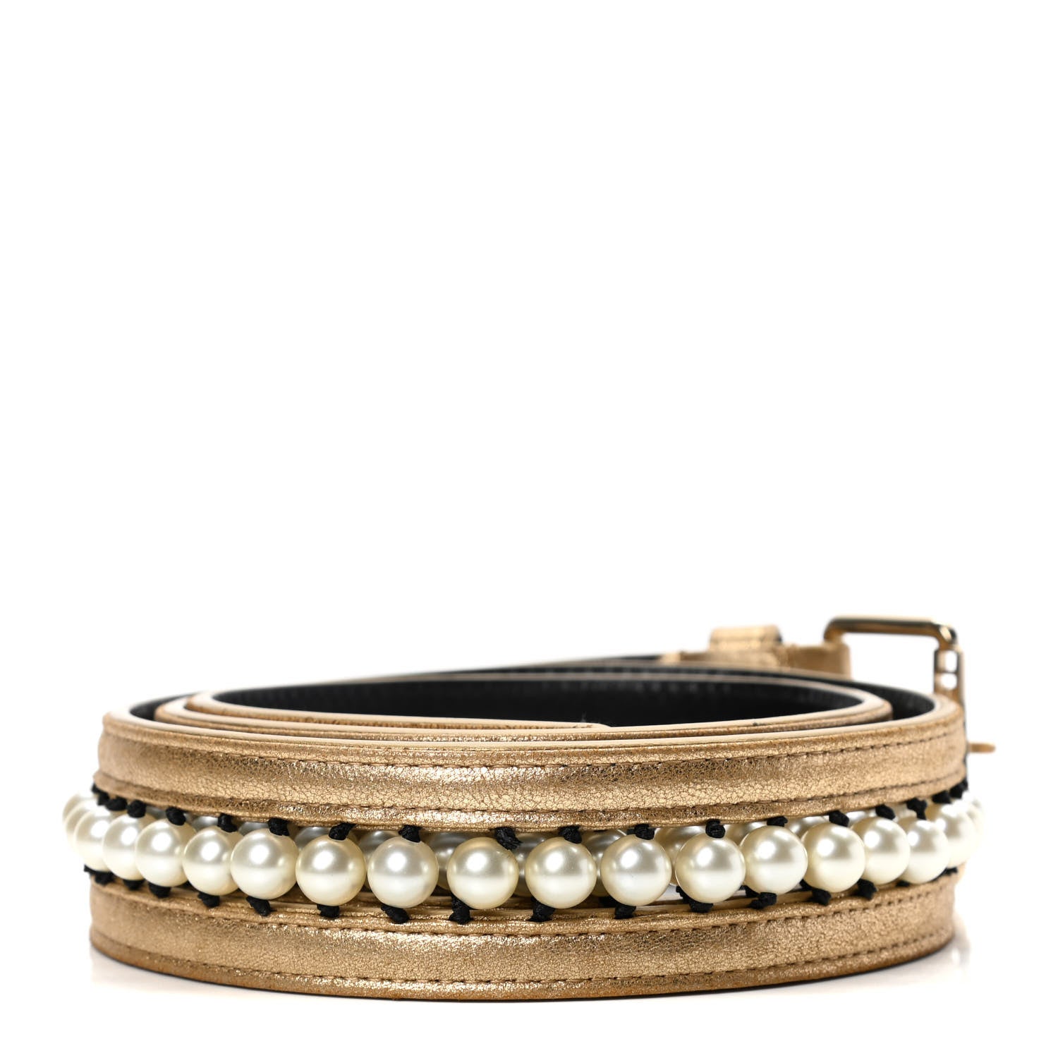Chanel Metallic Lambskin Pearl CC Belt 90 36 Gold 2 of 4