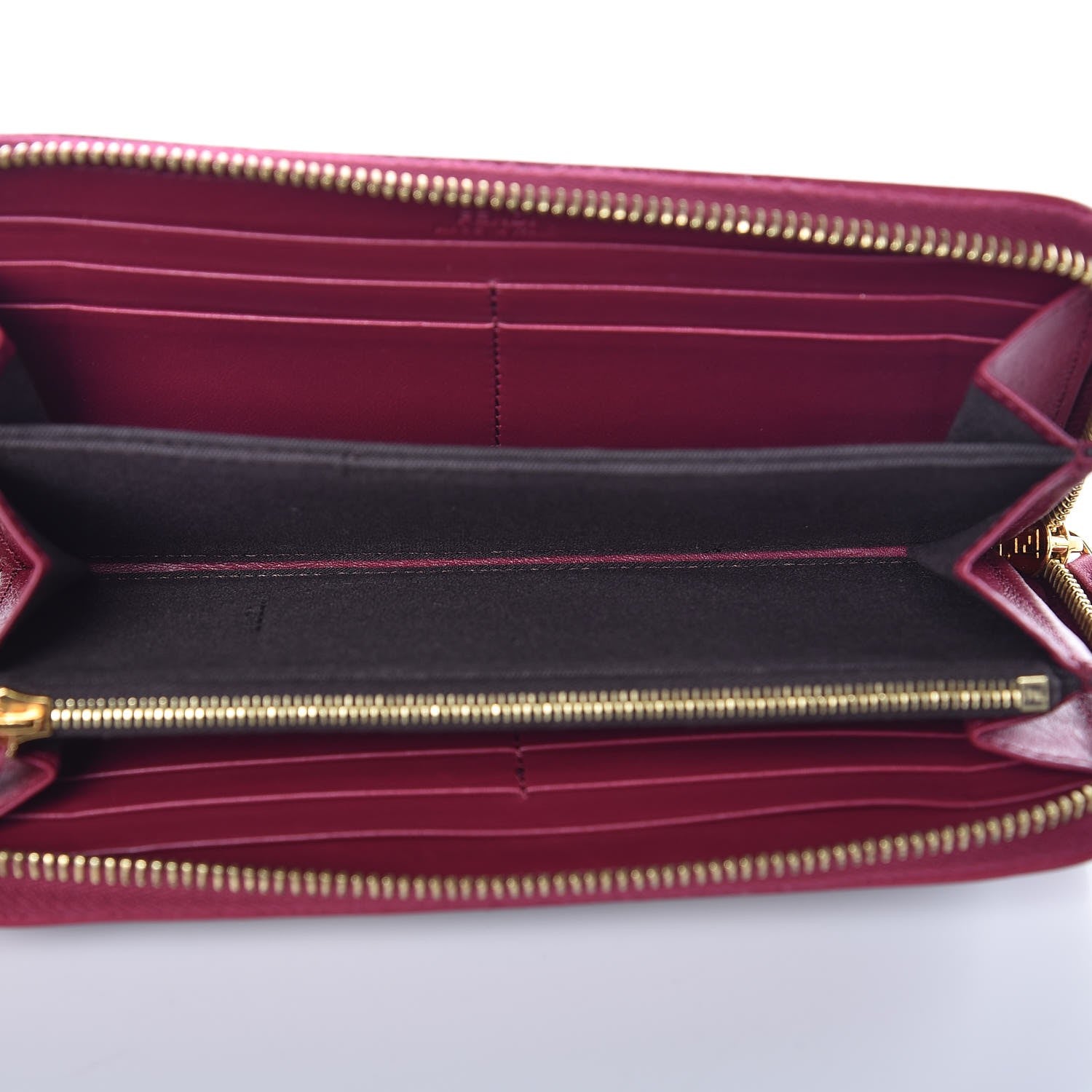 Fendi Pequin Striped Zip Around Wallet Tobacco Lampone 7 of 8