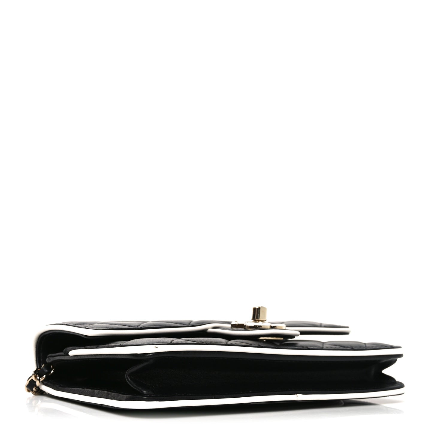 Lambskin Quilted Resin CC Mini Flap Bag Black White