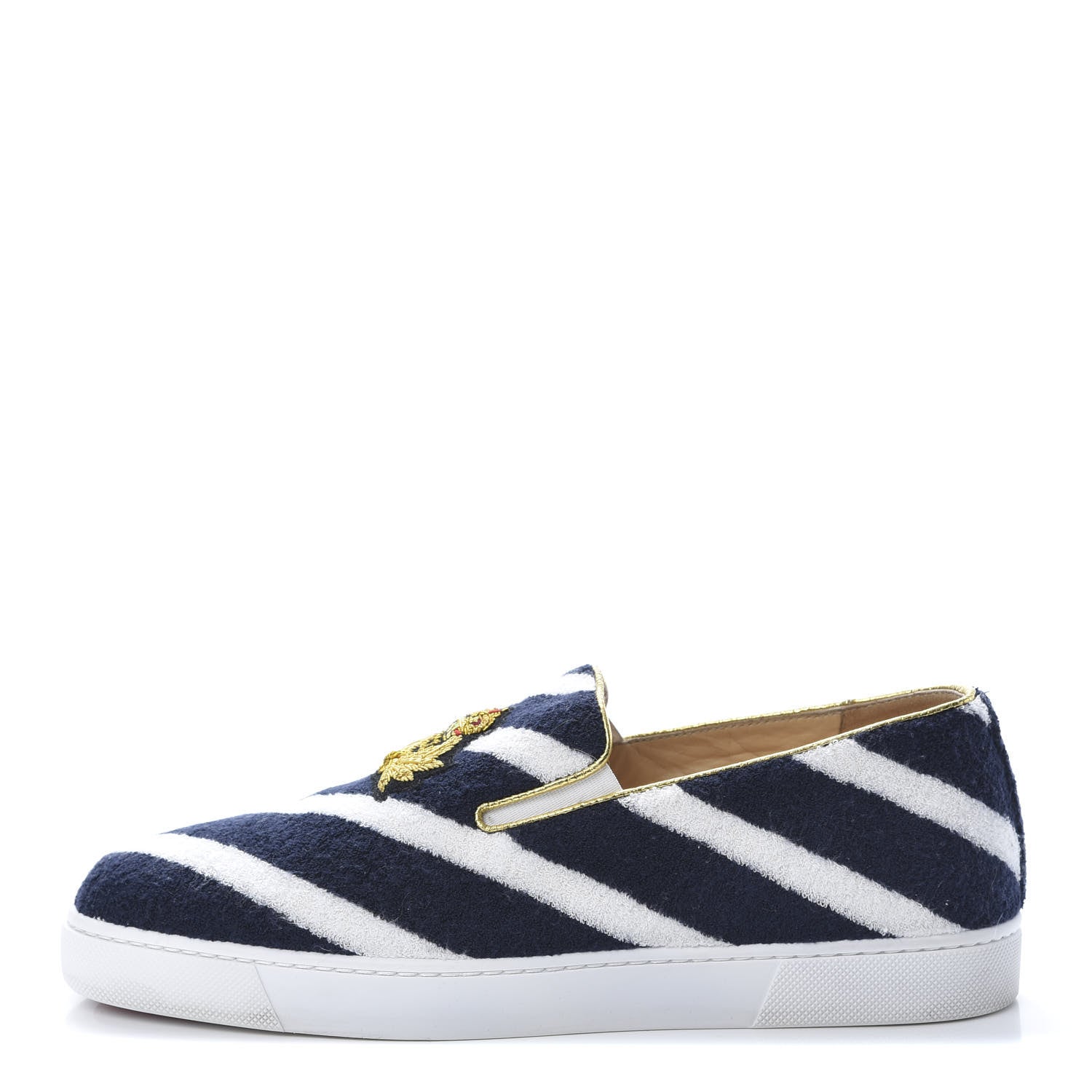 Christian Louboutin Eponge Mariniere Specchio Boat Spa Flat Sneakers 39 Navy White 1 of 13