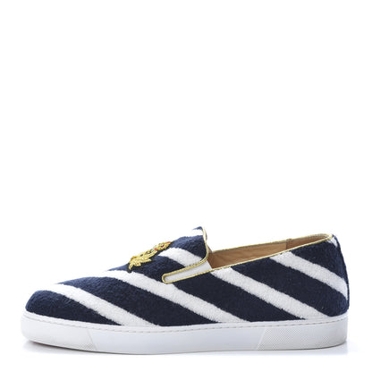 Christian Louboutin Eponge Mariniere Specchio Boat Spa Flat Sneakers 39 Navy White 1 of 13