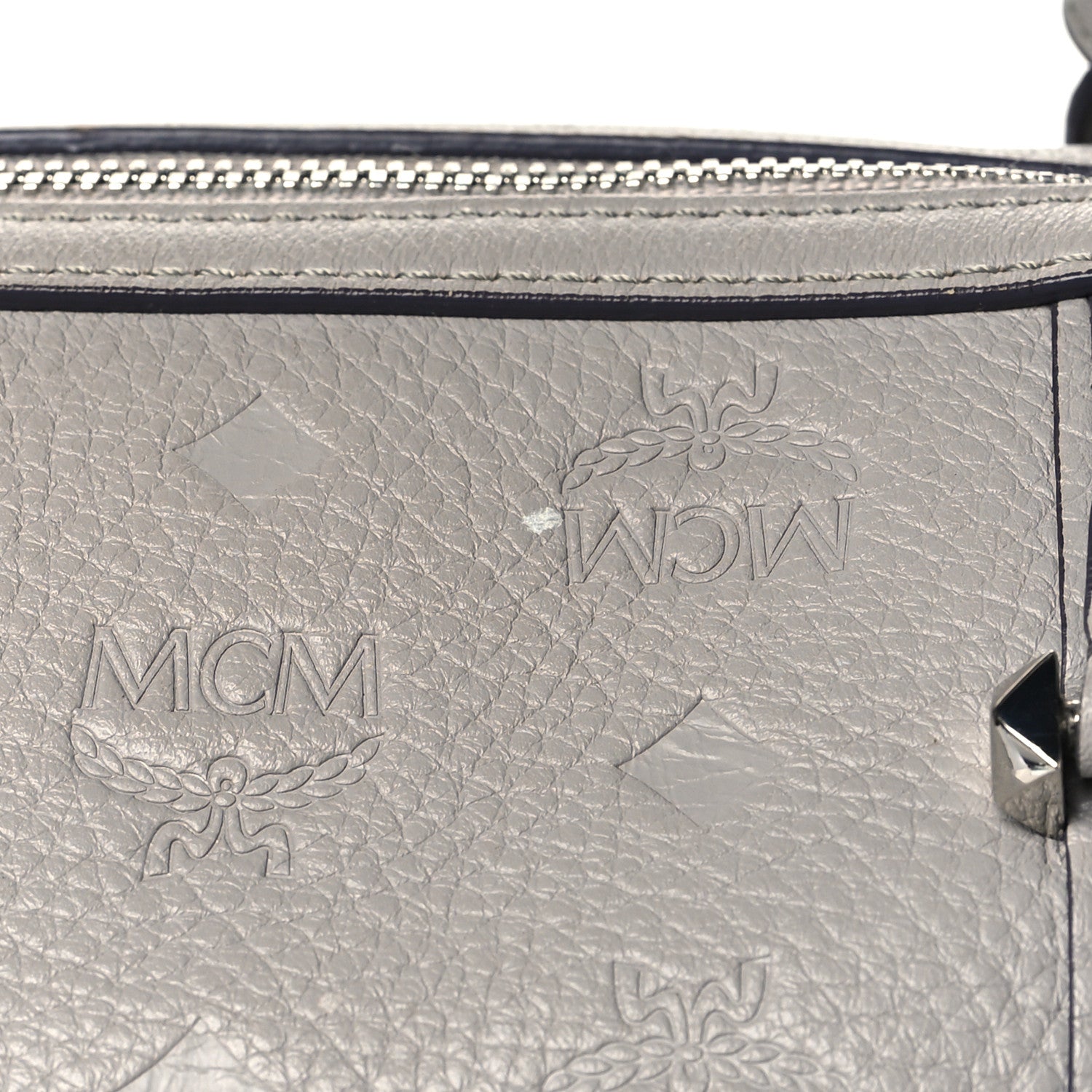 MCM Calfskin Ottomar Monogram Essential Boston Bag Grey 12 of 12