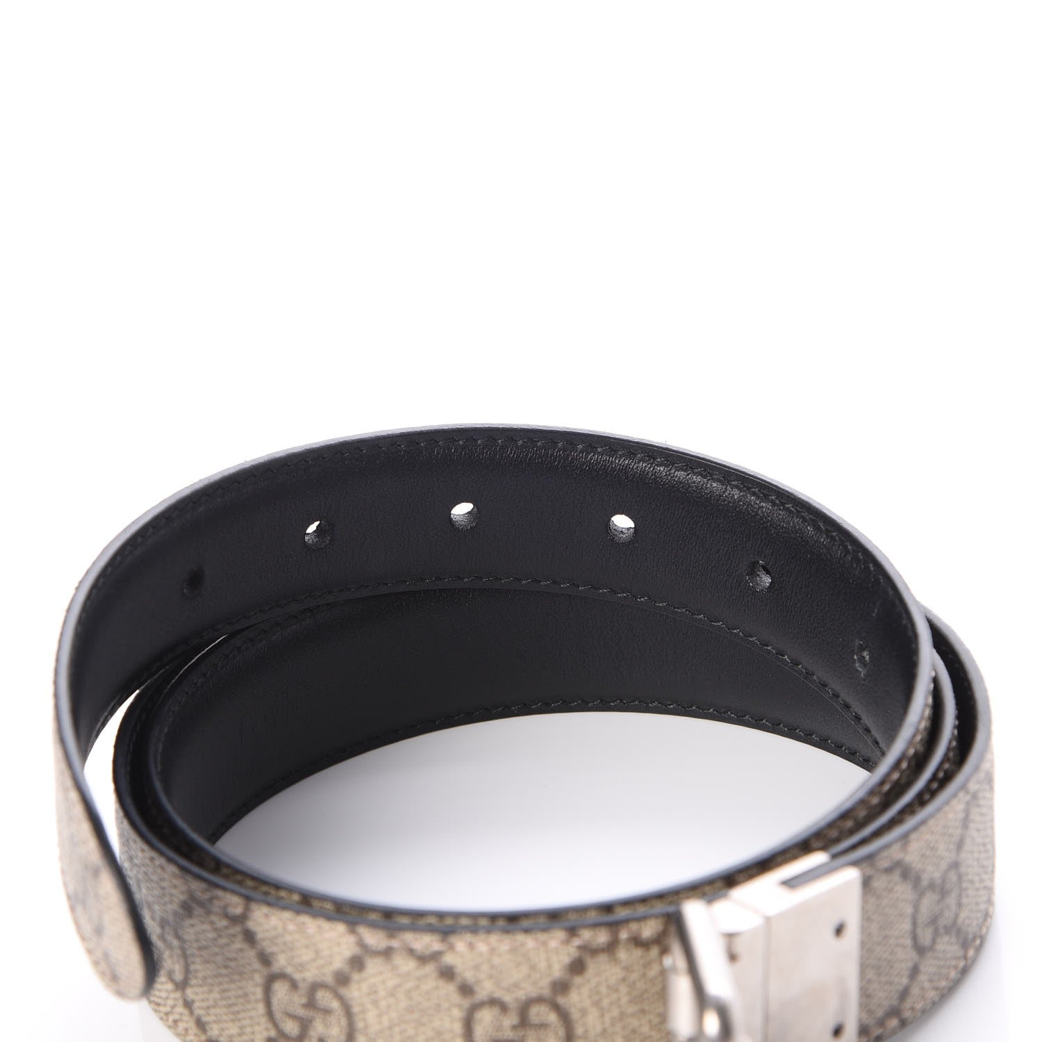 Gucci Selleria Calfskin GG Supreme Monogram Reversible 30mm Belt 95 38 Black Beige Ebony 5 of 8